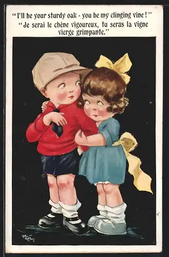 Künstler-AK Arthur Butcher: Mädchen ergreift den Arm eines Jungen