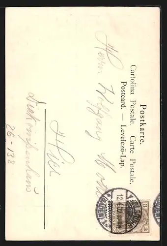 Künstler-AK Franz Doubek: Münchner Kindl beim fehlgeschlagenen Anzapfen