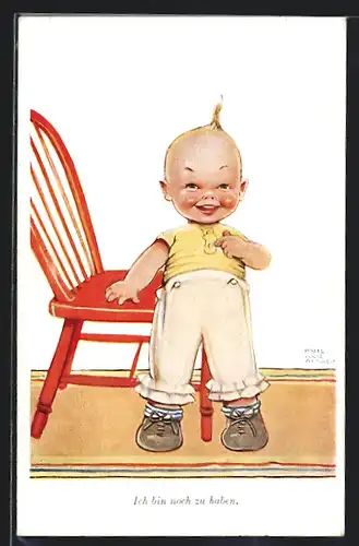 Künstler-AK Mabel Lucie Attwell: Junge steht am Stuhl