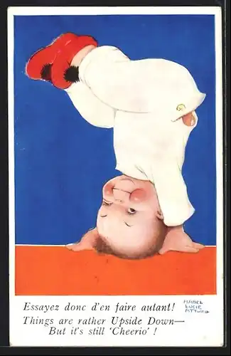 Künstler-AK Mabel Lucie Attwell: Junge macht Kopfstand