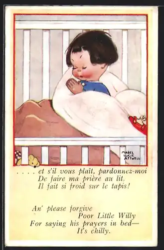 Künstler-AK Mabel Lucie Attwell: Kind betet im Bett