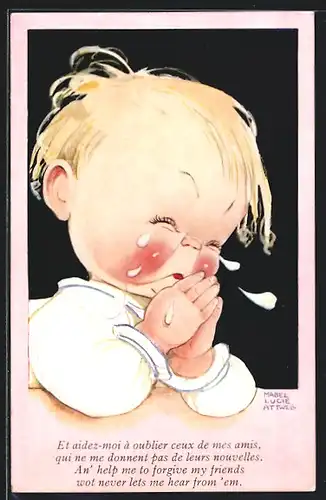 Künstler-AK Mabel Lucie Attwell: Weinender Knabe beim Gebet