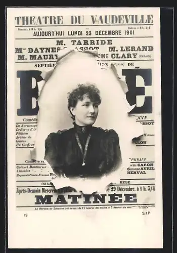 AK Zeitung Theatre du Vaudeville, Frau im schwarzen Kleid