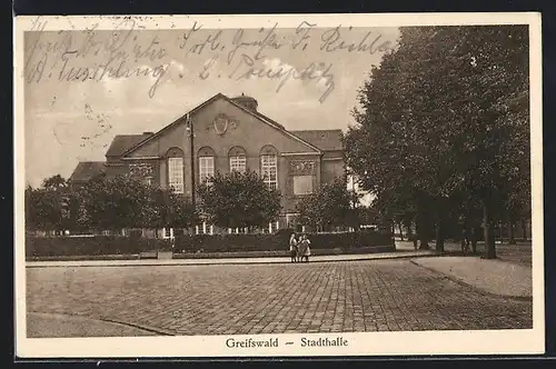 AK Greifswald, Partie vor der Stadthalle