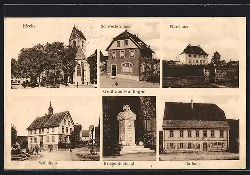 AK Hailfingen, Schwesternhaus, Rathaus, Schule, Kirche
