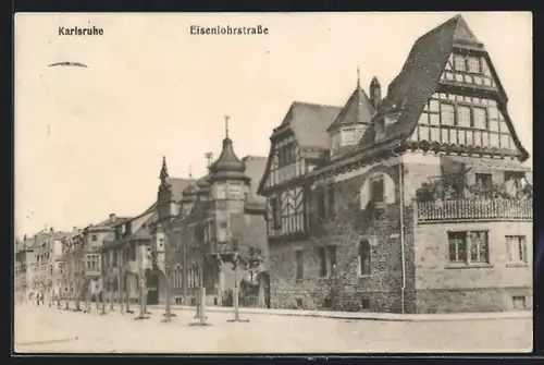 AK Karlsruhe, Blick in die Eisenlohrstrasse