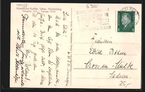 AK Heidelberg, Konditorei-Kaffee Scheu, Hauptstr. 137