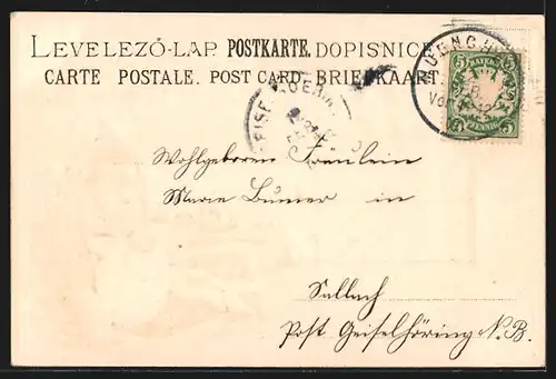 Passepartout-Lithographie München, Max Josephplatz und Maximilianstrasse, Löwe mit Wappen