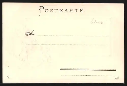 Passepartout-Lithographie Stuttgart, altes Schloss mit Wappen