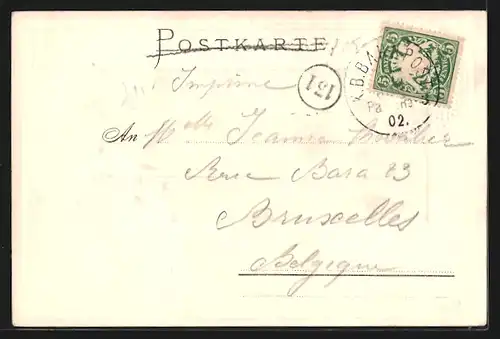 Passepartout-Lithographie Passau, Panoramablick auf die Stadt, Stadt-Wappen