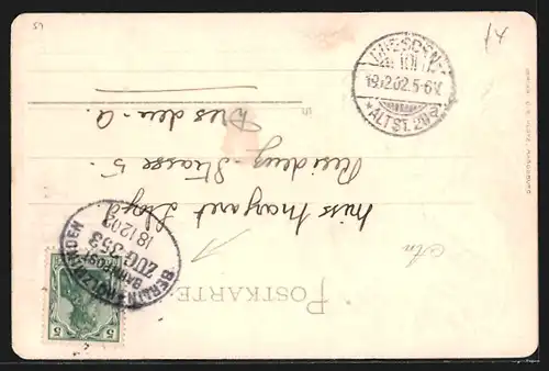 Lithographie Magdeburg, Gesamtansicht, Reichsflagge und Porträt Kaiser Wilhelm II.