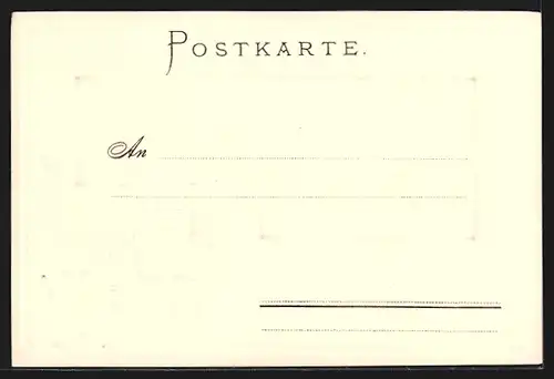 Passepartout-Lithographie Constanz, Teilansicht, Wappen