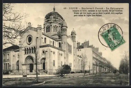 AK Dijon, La Synagogue, Boulevard Carnot