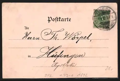 Vorläufer-Lithographie Hohentwiel, Gasthaus auf halber Höhe, Eugensthor, Thurm mit Wiederholddenkmal 1892