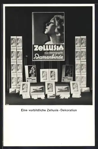 AK Reklame für Zellusia Damenbinden