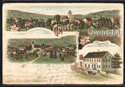 Lithographie Owingen, Gasthaus zum Engel