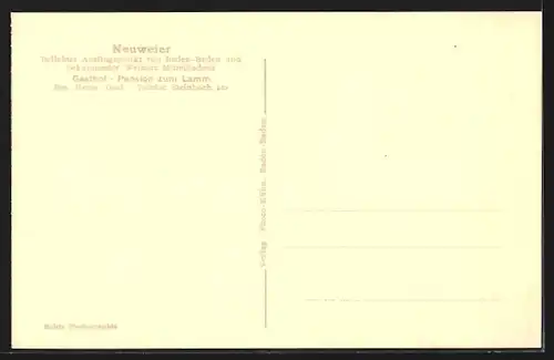 AK Neuweier, Gasthof-Pension zum Lamm, Mauerberg