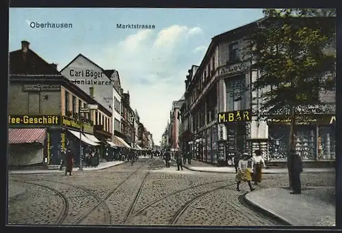 AK Oberhausen, Marktstrasse mit Geschäften