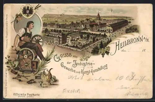 Lithographie Heilbronn a / N., Industrie-Gewerbe und Kunst-Ausstellung