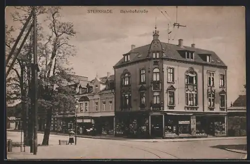 AK Sterkrade, Bahnhofstrasse mit Geschäftshäusern