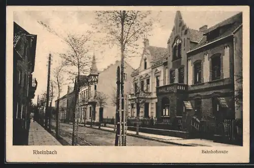 AK Rheinbach, Bahnhofstrasse mit Bäumen