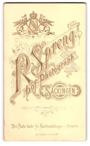 Fotografie R. Spreng, Säckingen, badisches Königswappen über der Anschrift des Ateliers