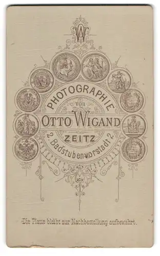 Fotografie Otto Wigand, Zeitz, Badstubenvorstadt 2, gedruckten Medaillen, Monogramm des Fotografen