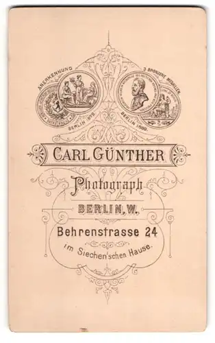 Fotografie Carl Günther, Berlin, Behrenstr. 24, Anerkennungsmedaillen mit Konterfrei Kronprinz Friedrich Wilhelm