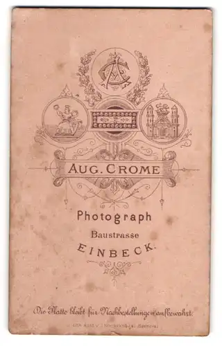 Fotografie Aug. Crome, Einbeck, Baustr., Monogramm des Fotografen und Wappen von Einbeck