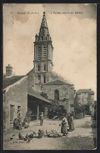 AK Cergy, L`Eglise, vue d`une Ferme