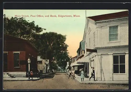 AK Edgartown, MA, Main Street, Post Office, and Bank