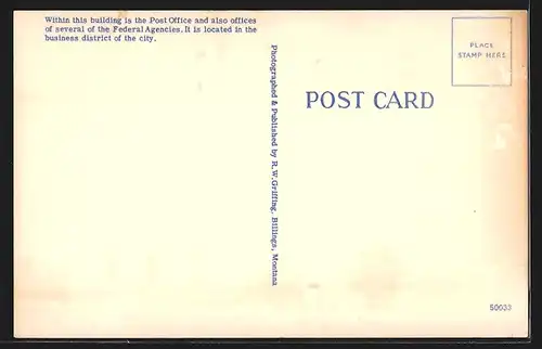 AK Billings, MT, Post Office