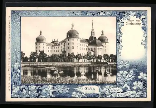 AK Moritzburg, Schloss mit Teich