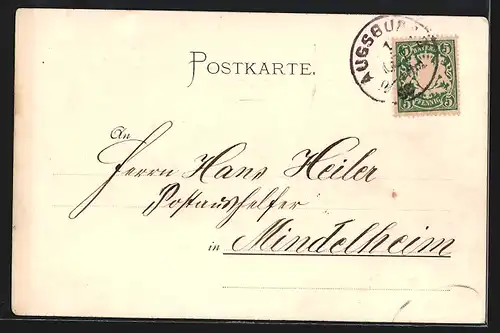 Lithographie Augsburg, Partie am Roten Tor