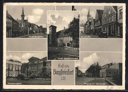AK Burgsteinfurt i. W., Hindenburgplatz, Steinstrasse, Eingang zur Steinstrasse