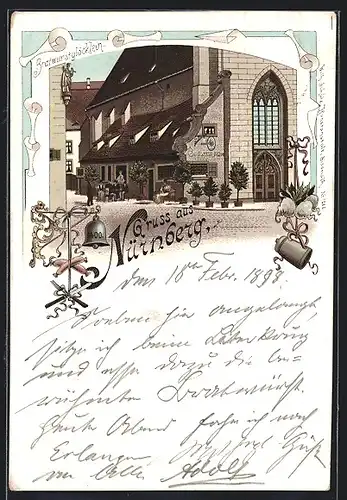 Lithographie Nürnberg, Gasthaus Bratwurstglöcklein