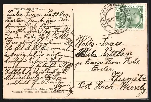 AK Teplitz Schönau / Teplice, Blick in die Königstrasse