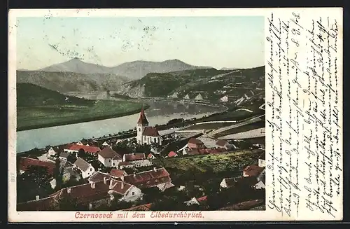 AK Czernoseck, Stadt mit Elbedurchbruch