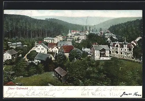 AK Ober-Eichwald, Ortsansicht aus der Vogelschau