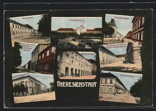 AK Theresienstadt, Paradeplatz, Zeughaus, Kaiserstrasse