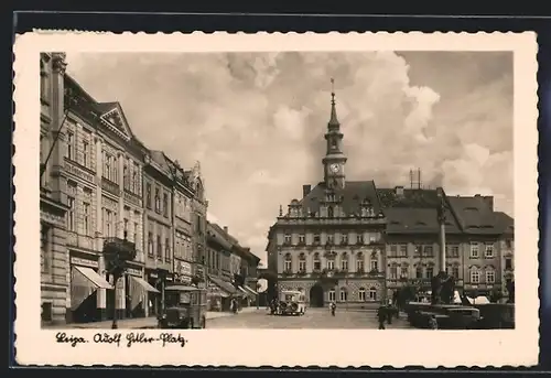 AK Leipa, Platz mit Denkmal