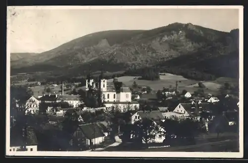 AK Haindorf i. B., Ortsansicht aus der Vogelschau