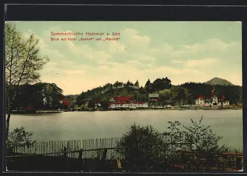 AK Wartenberg, Gasthaus Hammer a. See, Blick auf Hotel Seehof und Waldhof