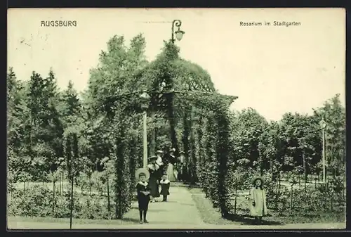 AK Augsburg, Rosarium im Stadtgarten