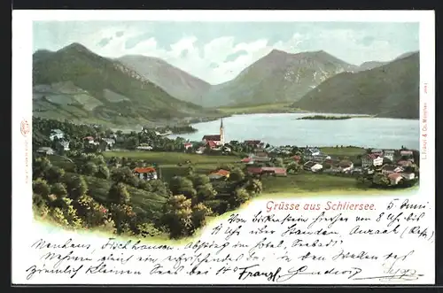 AK Schliersee, Totale mit Gebirgswand