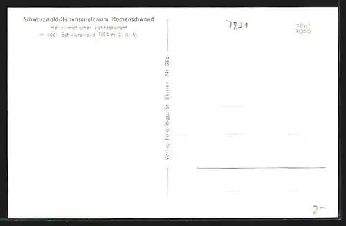AK Höchenschwand /Schwarzw., Schwarzwald-Höhensanatorium im Winter