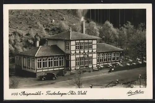 AK Finsterbergen / Thür. Wald, HOG Steigermühle, Längsfassade