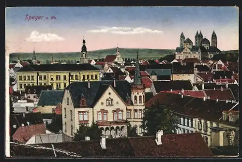 AK Speyer a. Rh., Teilansicht aus der Vogelschau