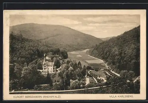 AK Bergzabern /Rheinpfalz, Villa Karlsberg mit Umgebung aus der Vogelschau