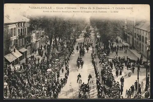 AK Charleville, Cours d`Orléans, Fêtes du 3e Centenaire 1906